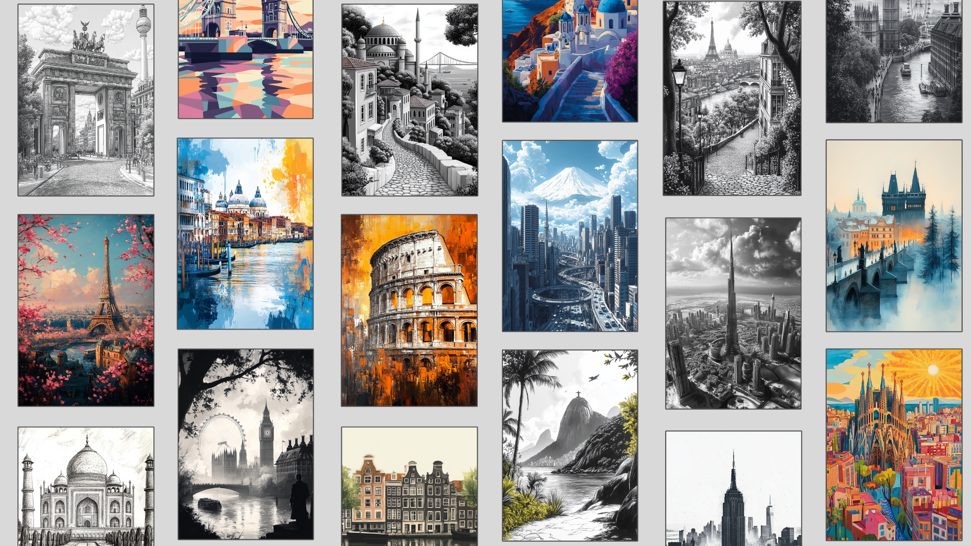 Cities, Iconic Landmarks & Maps Art