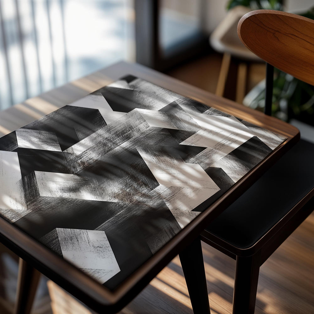 Black and white geometric cube art print, as a premium aluminum metal print from GoMetalPrint.
