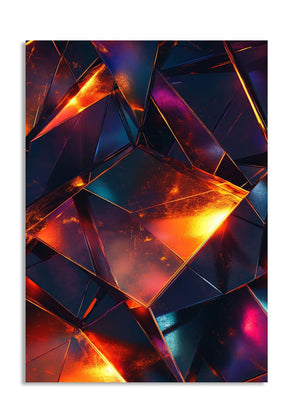 Colorful geometric abstract design with vibrant colors on a white background, as a premium aluminum metal print from GoMetalPrint.
