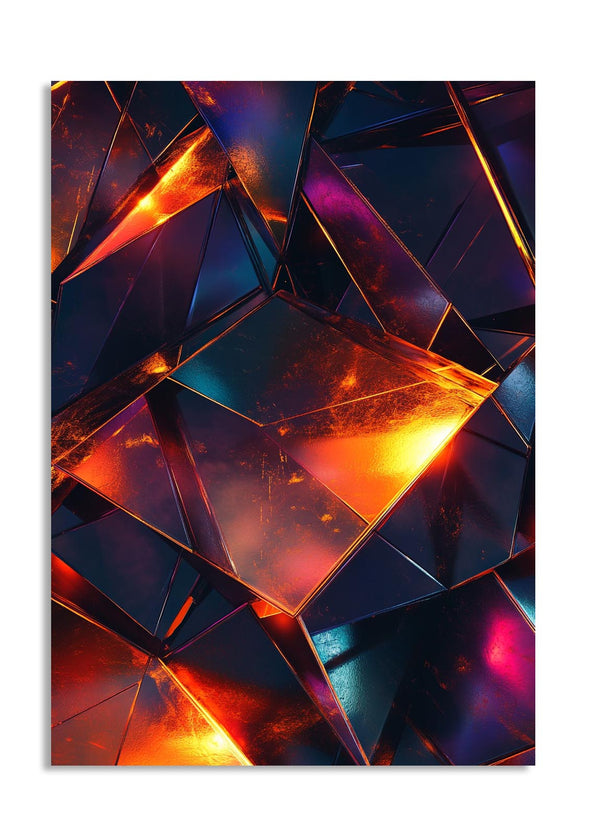 Colorful geometric abstract design with vibrant colors on a white background, as a premium aluminum metal print from GoMetalPrint.

