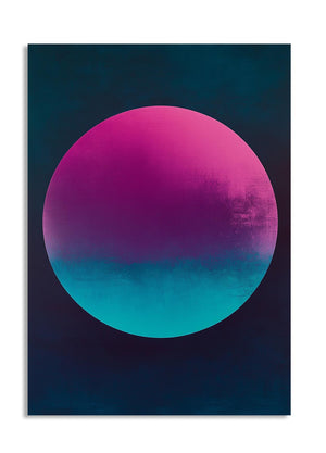 Poster with a gradient circle transitioning from purple to blue on a dark background , as a premium aluminum metal print from GoMetalPrint.
