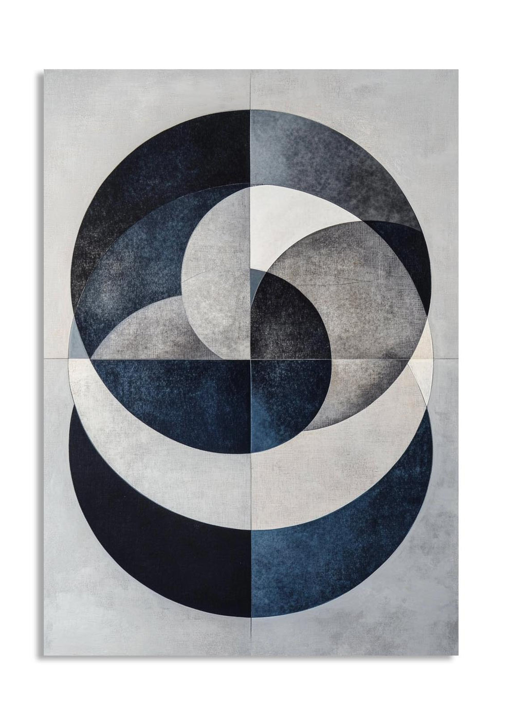 Geometric circular design rug with concentric circles on a gray background, as a premium aluminum metal print from GoMetalPrint.
