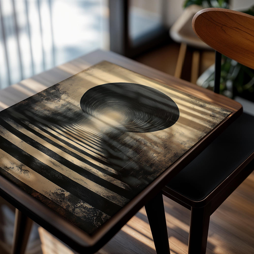 Artistic depiction of a tunnel with steps leading to a light at the end on a textured background, as a premium aluminum metal print from GoMetalPrint.
