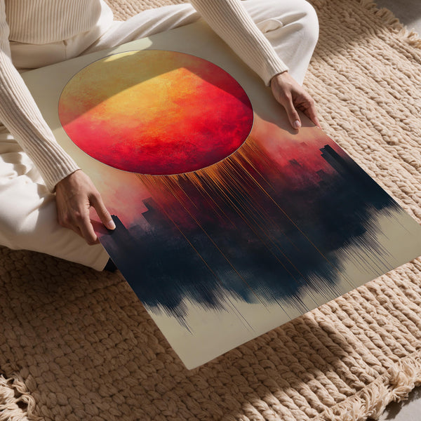 Fiery Sunset Over City