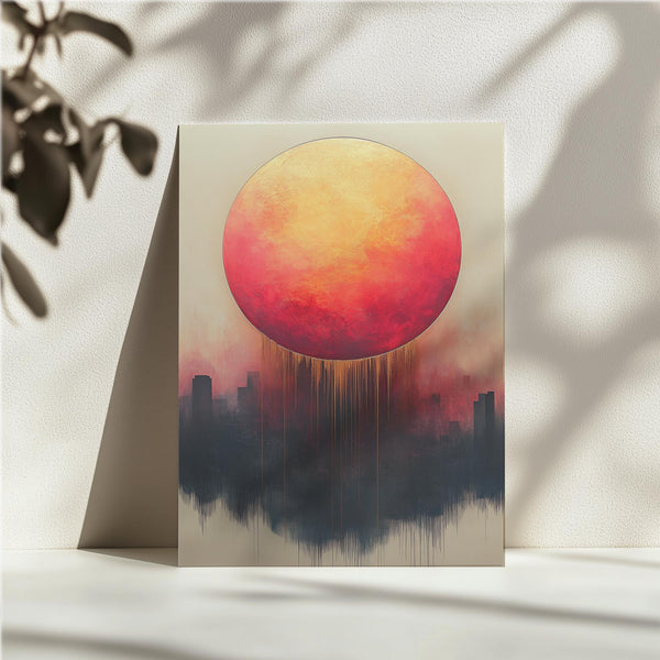 Fiery Sunset Over City