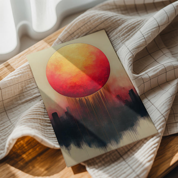 Fiery Sunset Over City