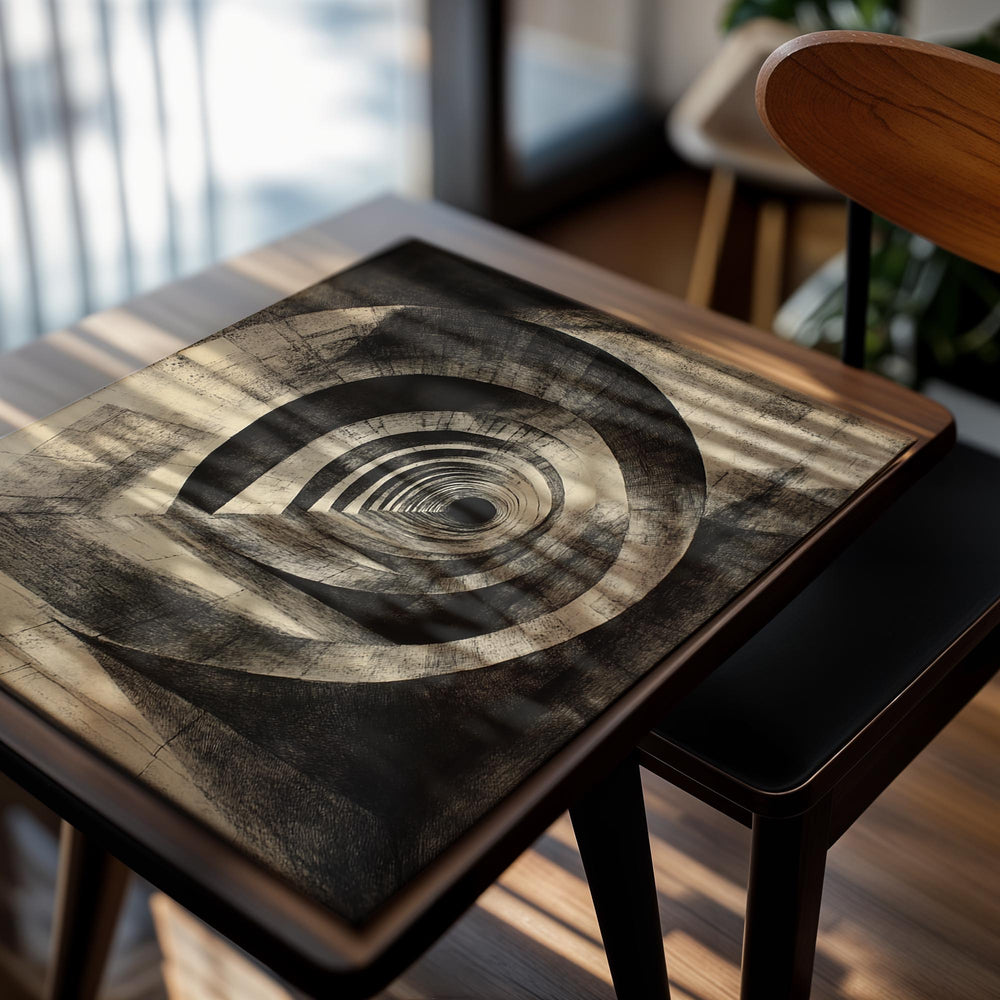 Artistic depiction of a tunnel with concentric circles on a textured background, as a premium aluminum metal print from GoMetalPrint.
