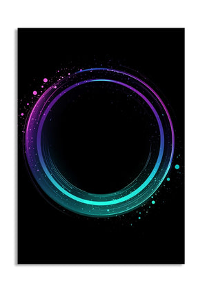 Geometric design with concentric circles in purple and blue on a black background , as a premium aluminum metal print from GoMetalPrint.
