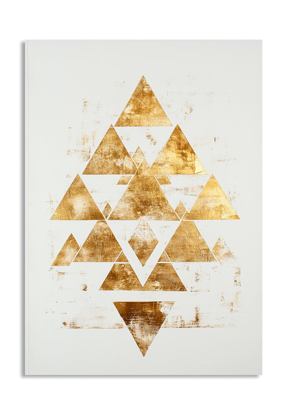 Geometric triangle pattern on a white background, as a premium aluminum metal print from GoMetalPrint.
