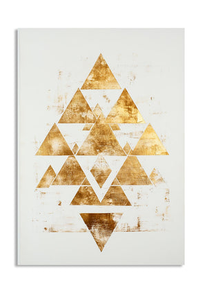 Geometric triangle pattern on a white background, as a premium aluminum metal print from GoMetalPrint.
