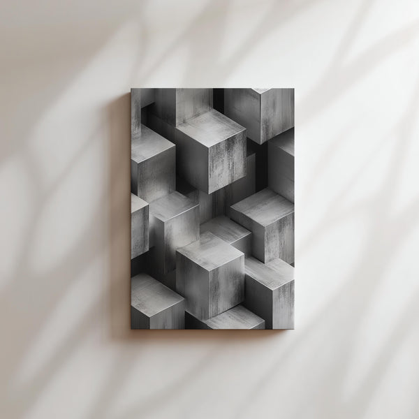 Silver Geometric Cubes