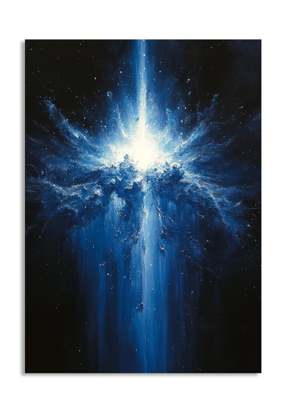Artistic depiction of a nebula with a bright central star, resembling a supernova explosion, as a premium aluminum metal print from GoMetalPrint.
