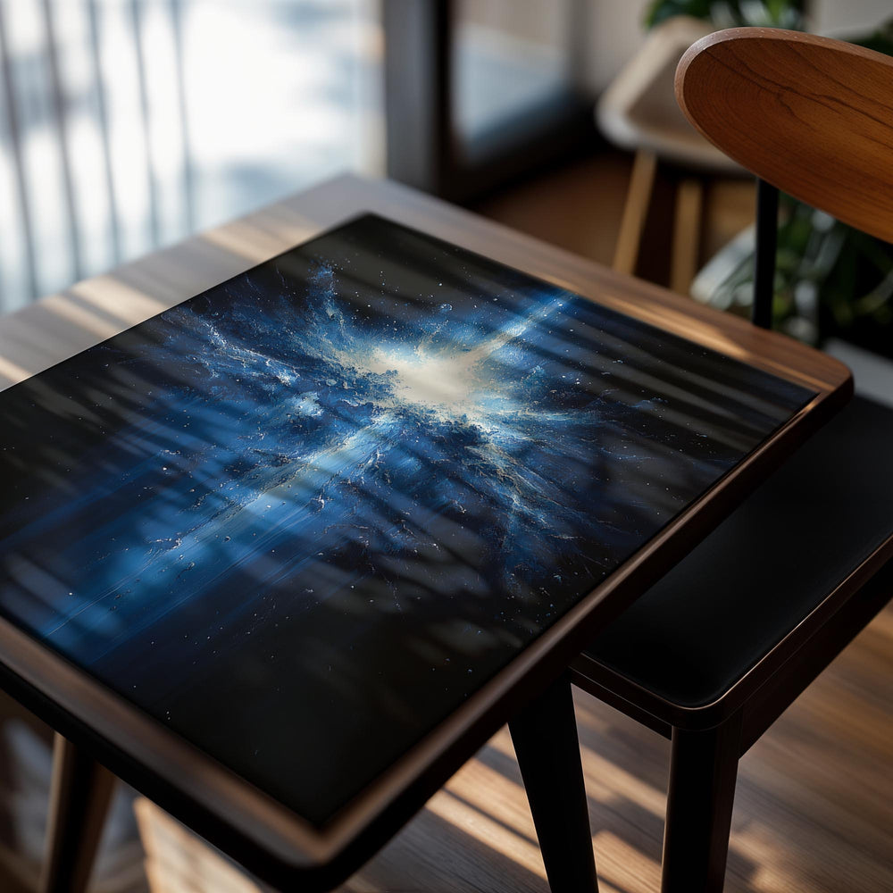 Artistic depiction of a nebula with a bright central star, resembling a supernova explosion, as a premium aluminum metal print from GoMetalPrint.
