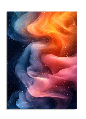 Colorful abstract design with swirling colors on a white background, as a premium aluminum metal print from GoMetalPrint.
