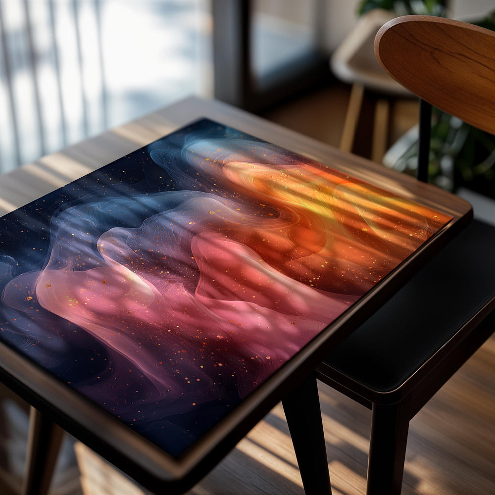 Colorful abstract design with swirling colors on a white background, as a premium aluminum metal print from GoMetalPrint.
