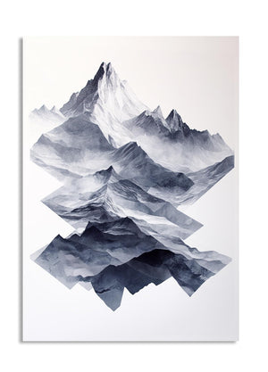 Abstract mountain landscape art print with a white border, as a premium aluminum metal print from GoMetalPrint.
