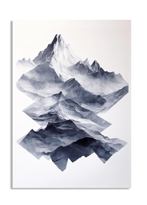 Abstract mountain landscape art print with a white border, as a premium aluminum metal print from GoMetalPrint.
