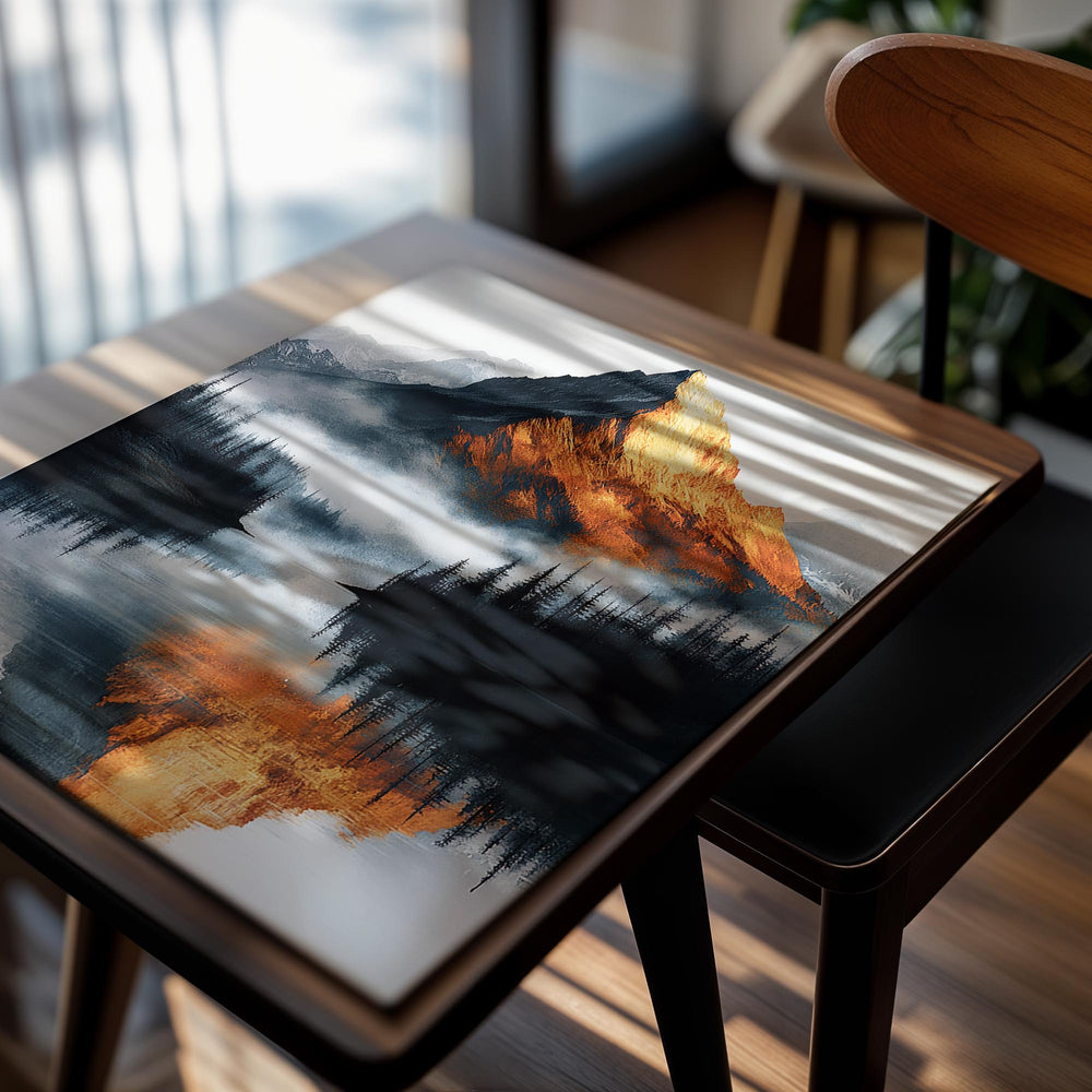 Mountain peak reflected in water with a white background, as a premium aluminum metal print from GoMetalPrint.
