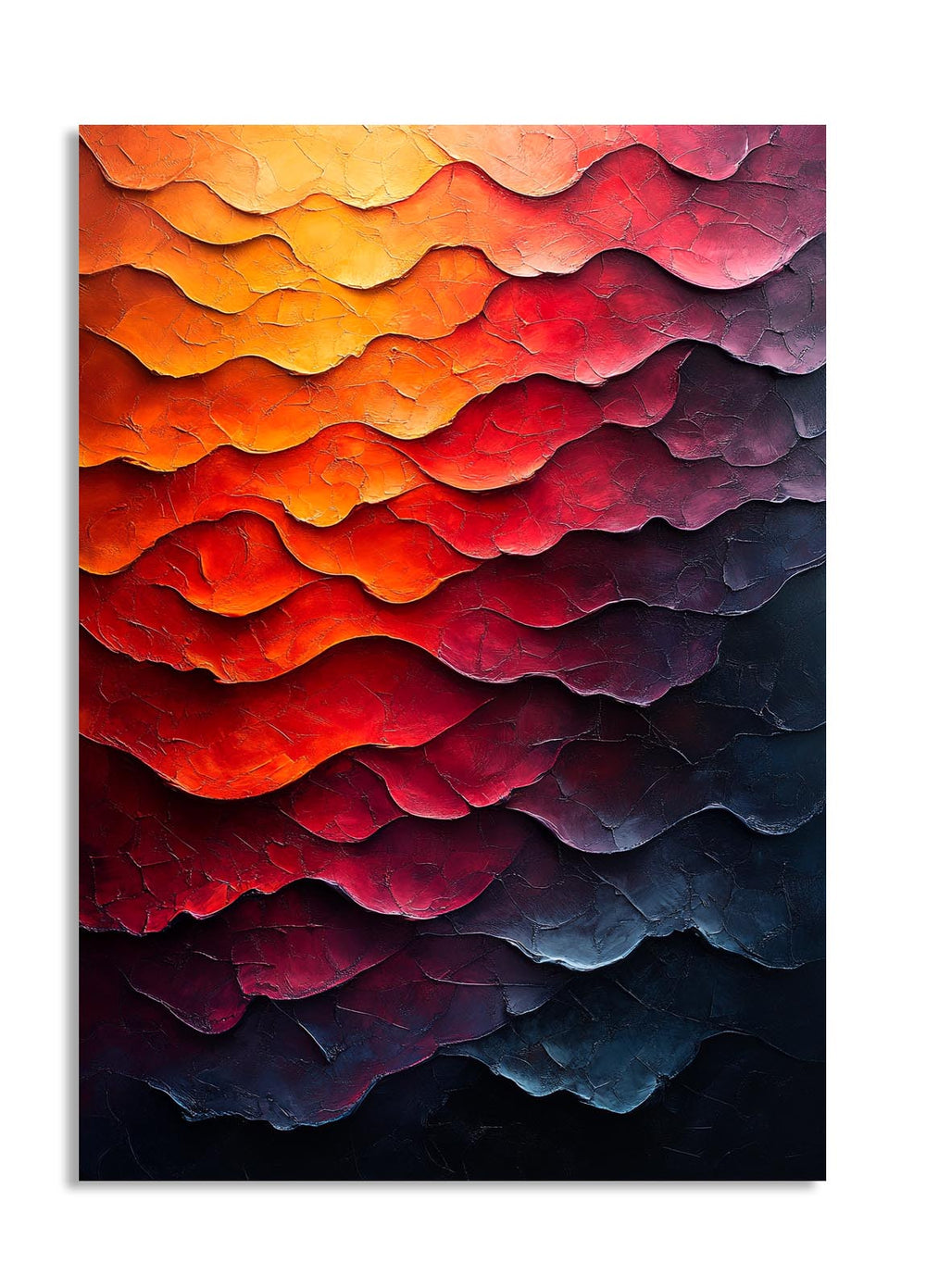 Colorful wavy pattern painting on a white background, as a premium aluminum metal print from GoMetalPrint.
