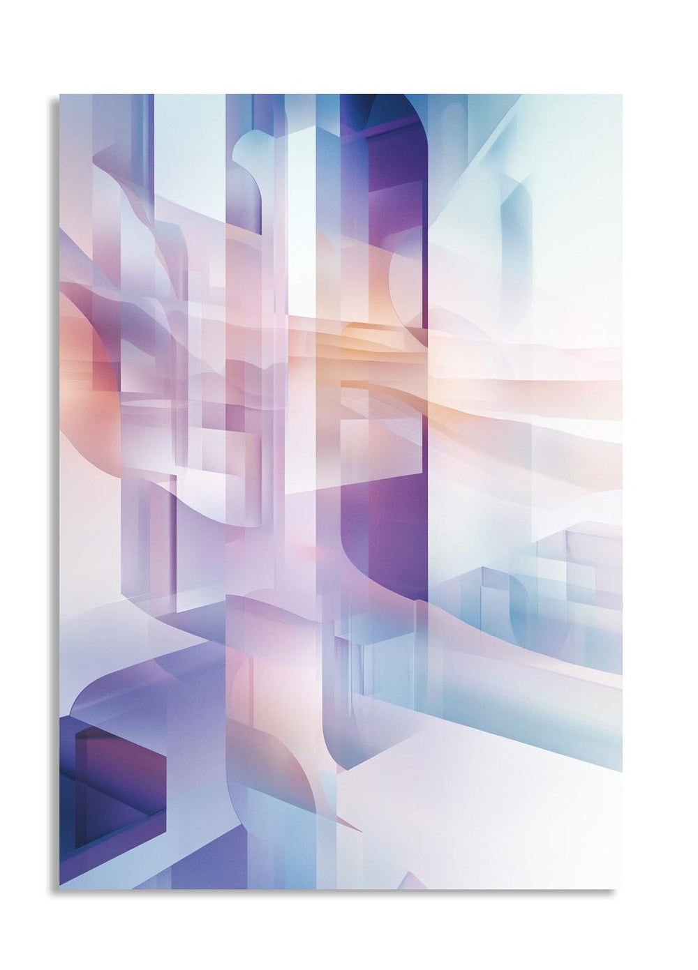 Abstract geometric design with pastel colors on a white background, as a premium aluminum metal print from GoMetalPrint.
