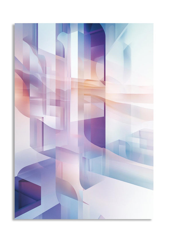 Abstract geometric design with pastel colors on a white background, as a premium aluminum metal print from GoMetalPrint.
