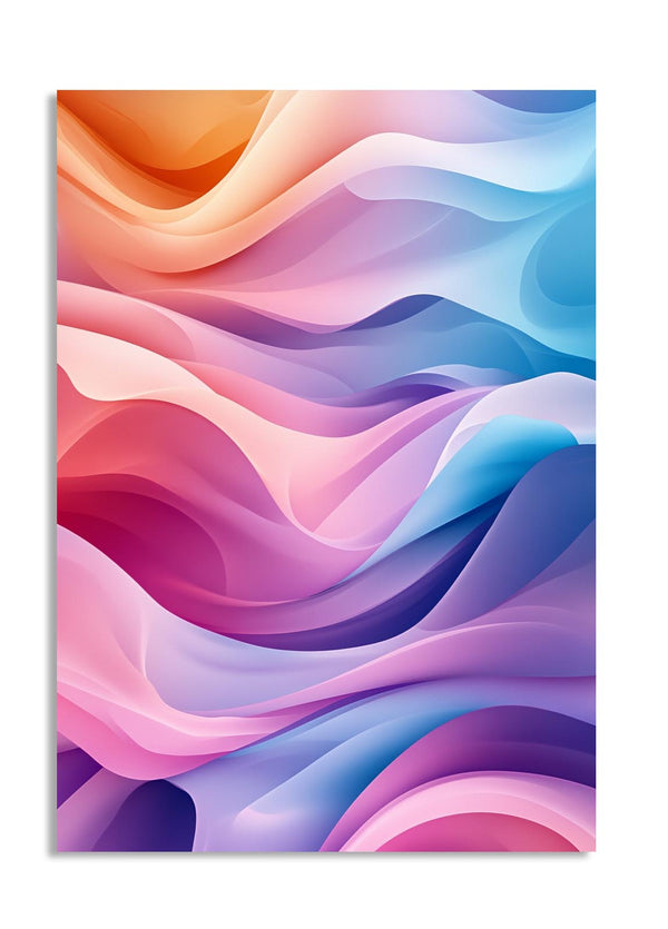 Colorful abstract wave design on a white background, as a premium aluminum metal print from GoMetalPrint.
