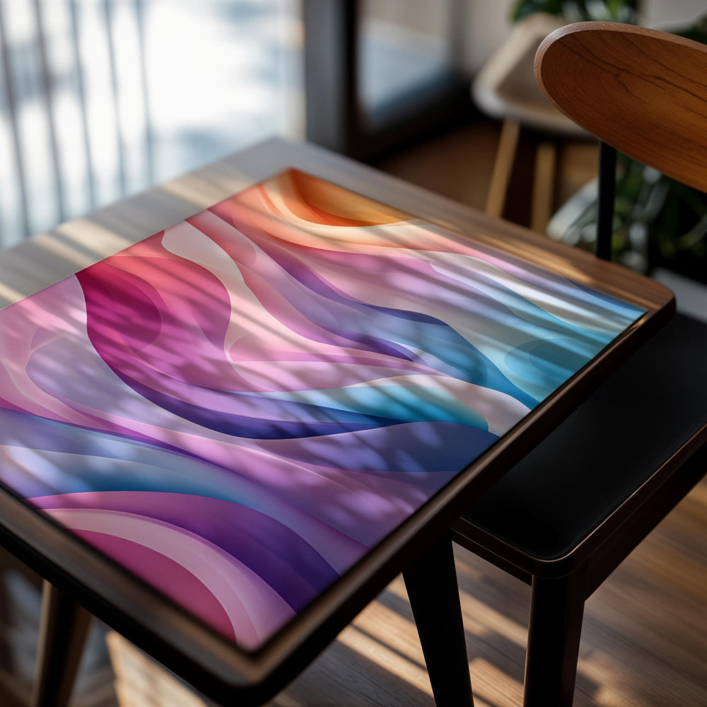 Colorful abstract wave design on a white background, as a premium aluminum metal print from GoMetalPrint.
