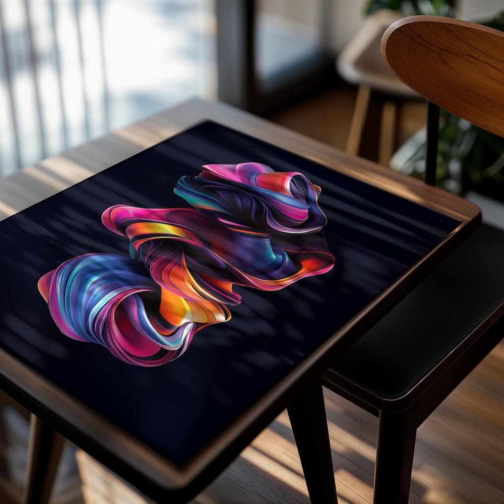 Colorful abstract design on a black background, as a premium aluminum metal print from GoMetalPrint.
