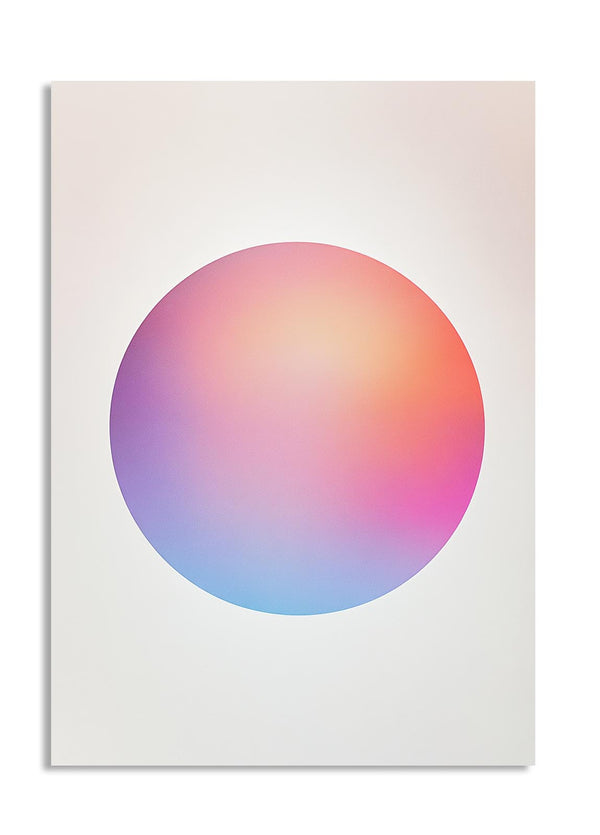 Gradient circle design on a white background, as a premium aluminum metal print from GoMetalPrint.
