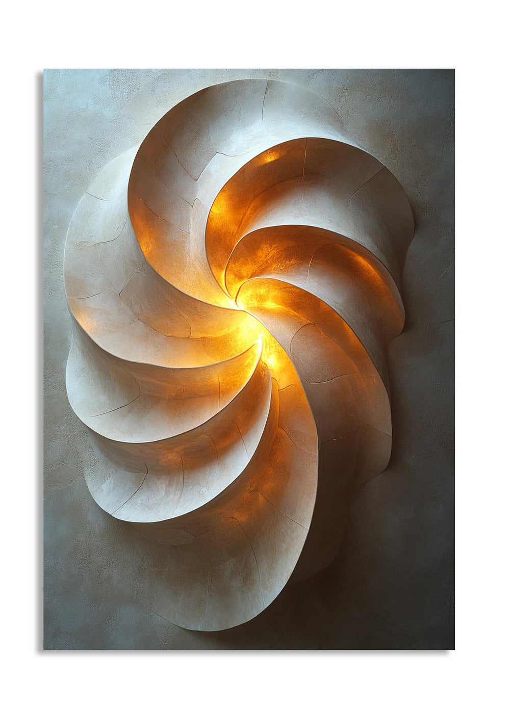Decorative wall art with a spiral design on a textured background, as a premium aluminum metal print from GoMetalPrint.
