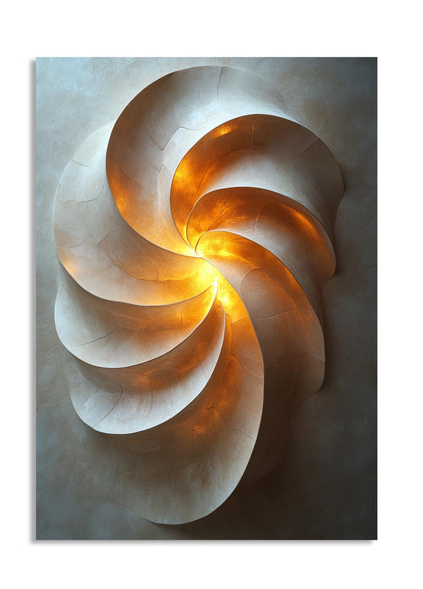 Decorative wall art with a spiral design on a textured background, as a premium aluminum metal print from GoMetalPrint.
