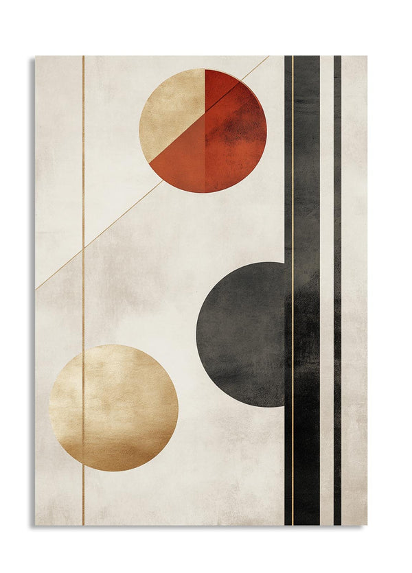 Abstract art piece with geometric shapes on a textured background, as a premium aluminum metal print from GoMetalPrint.
