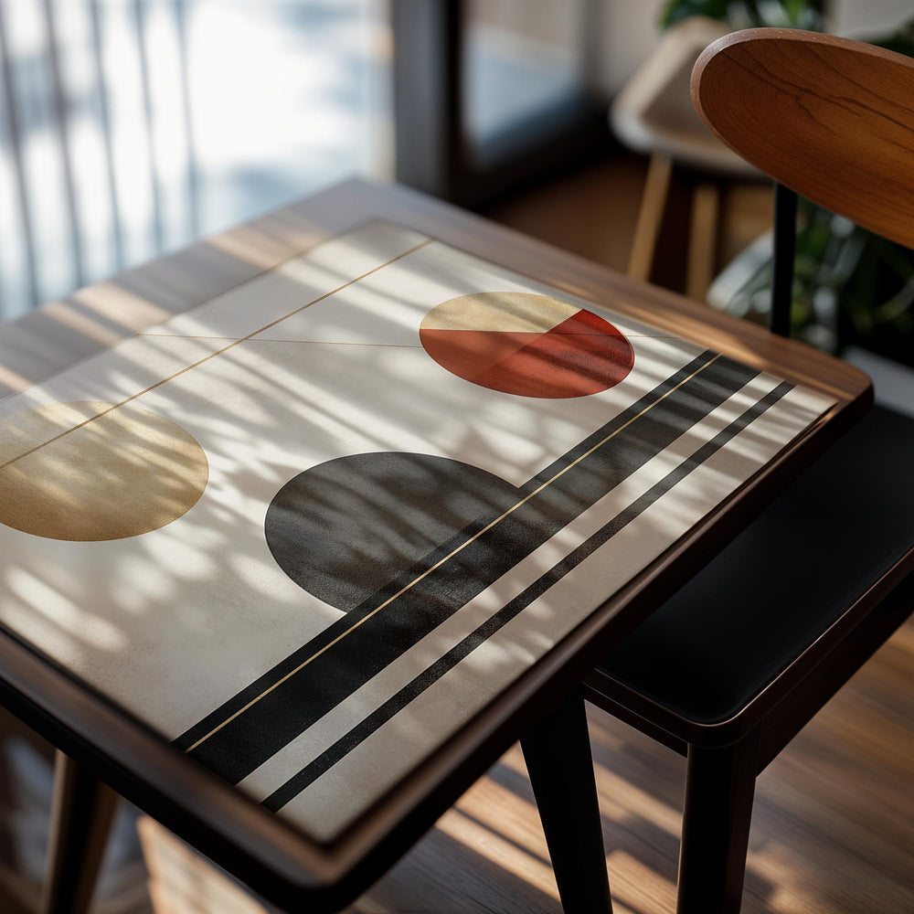 Abstract art piece with geometric shapes on a textured background, as a premium aluminum metal print from GoMetalPrint.
