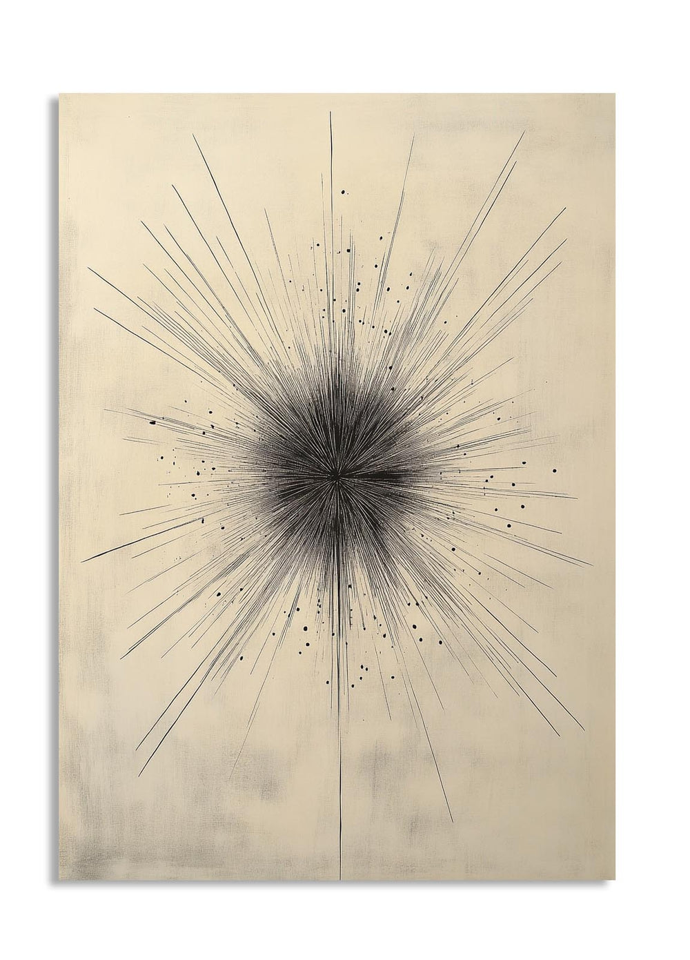 Abstract art piece with放射性线条 on a beige background, as a premium aluminum metal print from GoMetalPrint.
