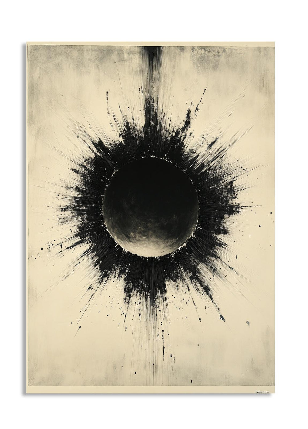 Black abstract design on a beige background, as a premium aluminum metal print from GoMetalPrint.
