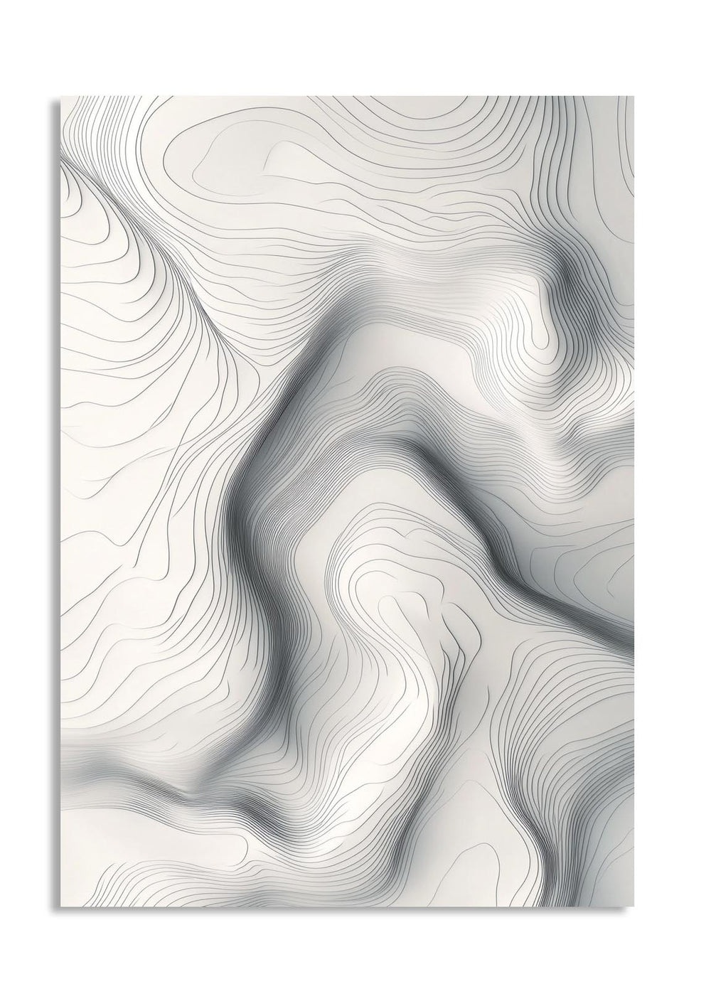 Abstract black and white wavy pattern on a white background, as a premium aluminum metal print from GoMetalPrint.
