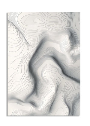 Abstract black and white wavy pattern on a white background, as a premium aluminum metal print from GoMetalPrint.
