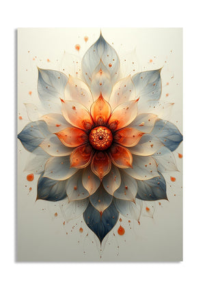 Decorative wall art with a large, detailed flower design on a light background, as a premium aluminum metal print from GoMetalPrint.
