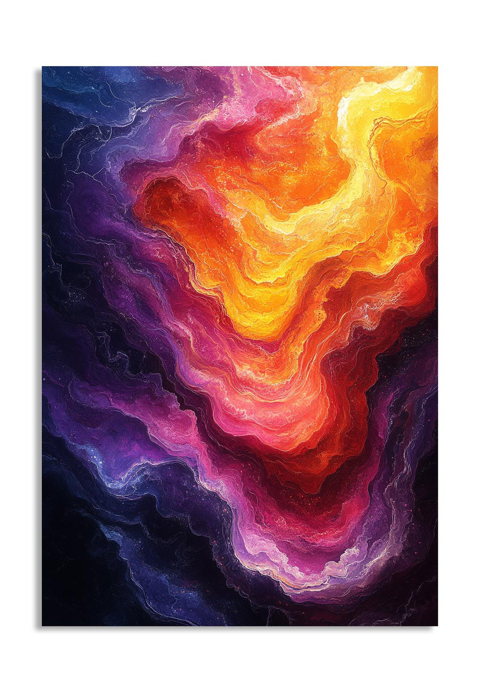 Abstract artwork with swirling colors on a white background, as a premium aluminum metal print from GoMetalPrint.
