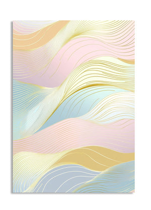Abstract pastel-colored wavy pattern on a white background, as a premium aluminum metal print from GoMetalPrint.
