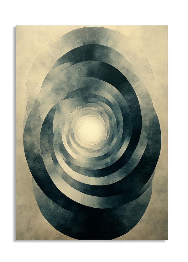 Abstract art print with concentric circular design on a beige background, as a premium aluminum metal print from GoMetalPrint.
