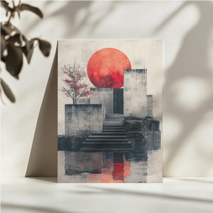 Red Sun & Concrete Stairs