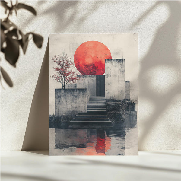 Red Sun & Concrete Stairs