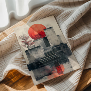 Red Sun & Concrete Stairs