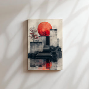 Red Sun & Concrete Stairs