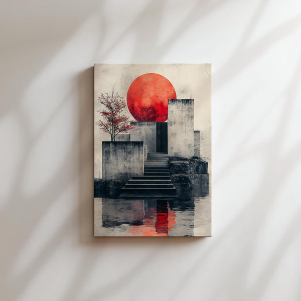 Red Sun & Concrete Stairs