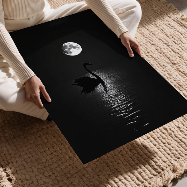 Swan and Moon Reflection
