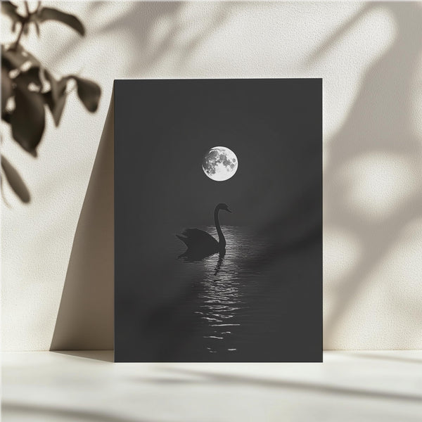 Swan and Moon Reflection
