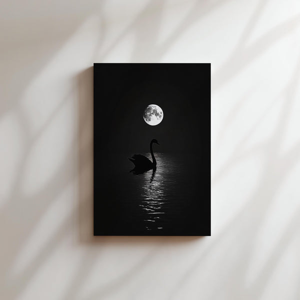 Swan and Moon Reflection
