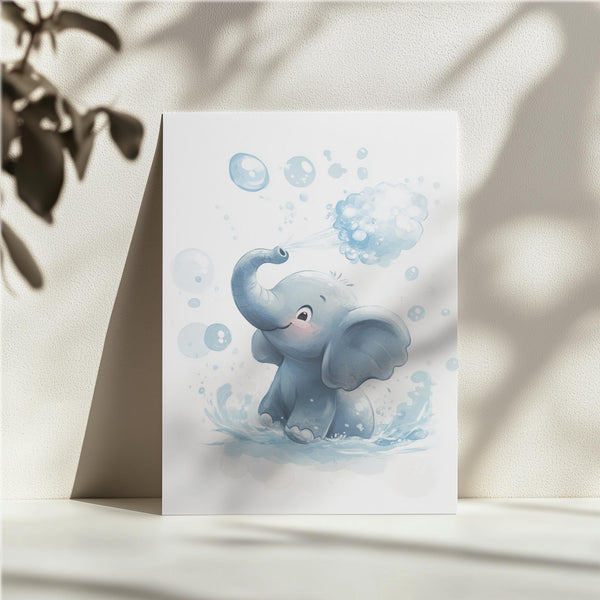 Playful Elephant with Bubbles